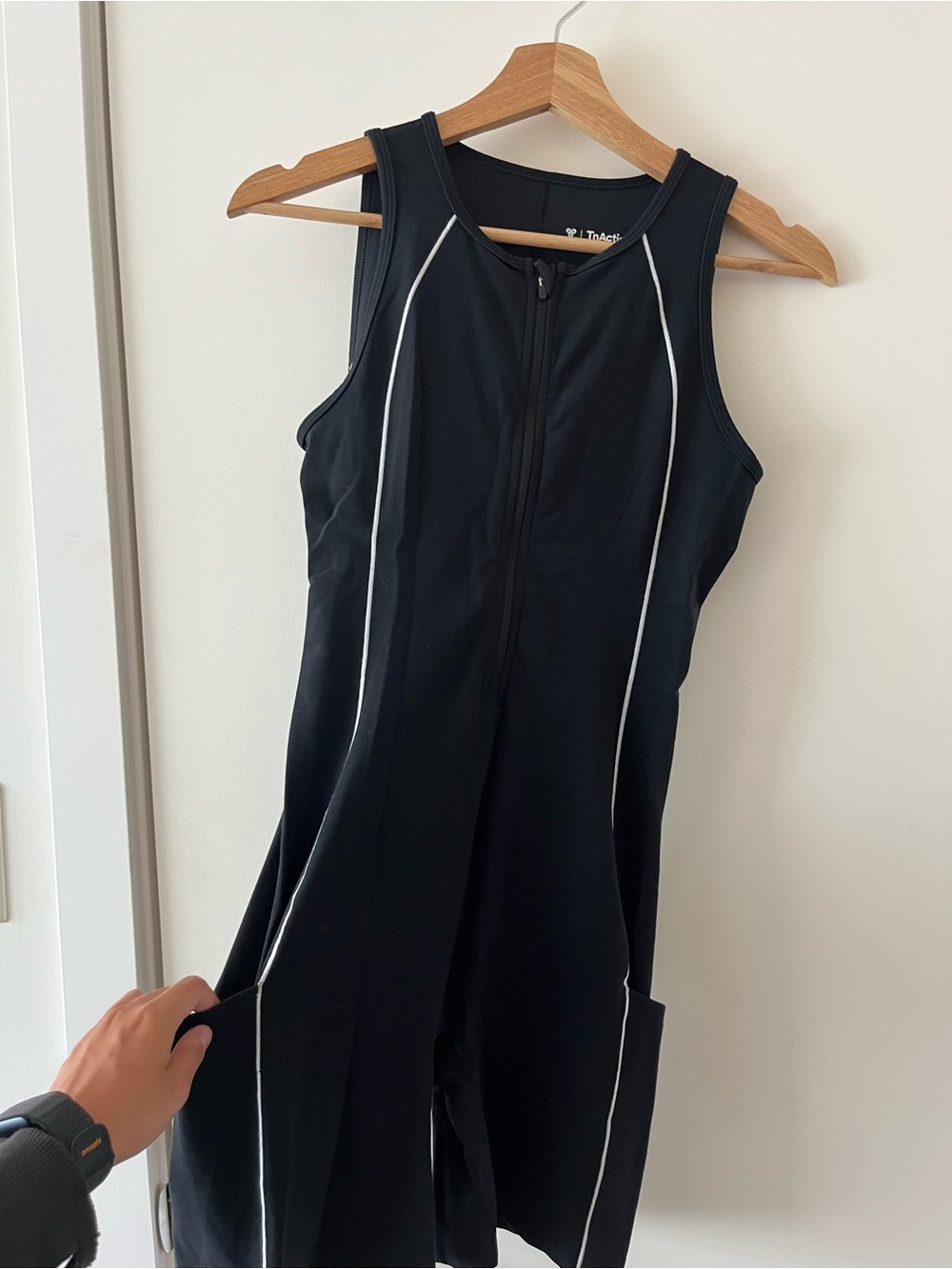 TNA - Black Athletic Zipper-Front One-piece